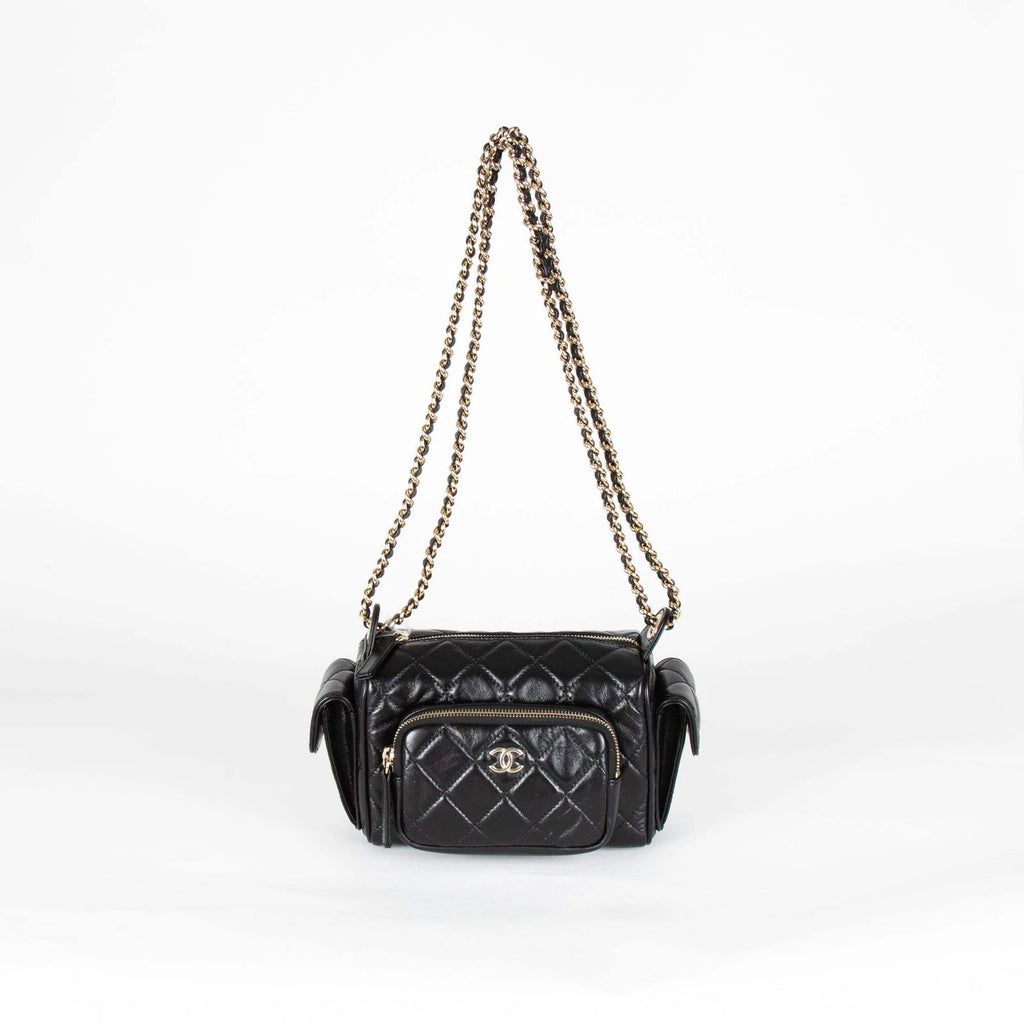 Chanel Black Quilted Small Multi Pocket Camera Bag 2024