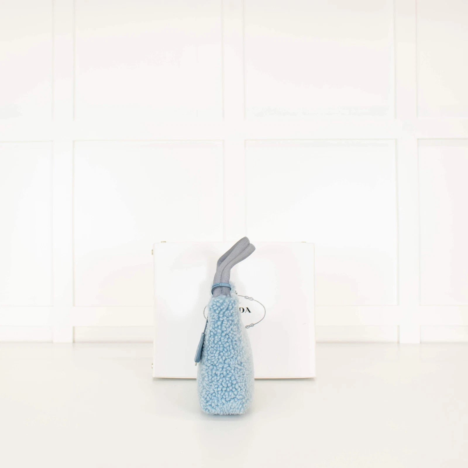 Prada Re-Edition 2000 Blue Shearling Shoulder Bag