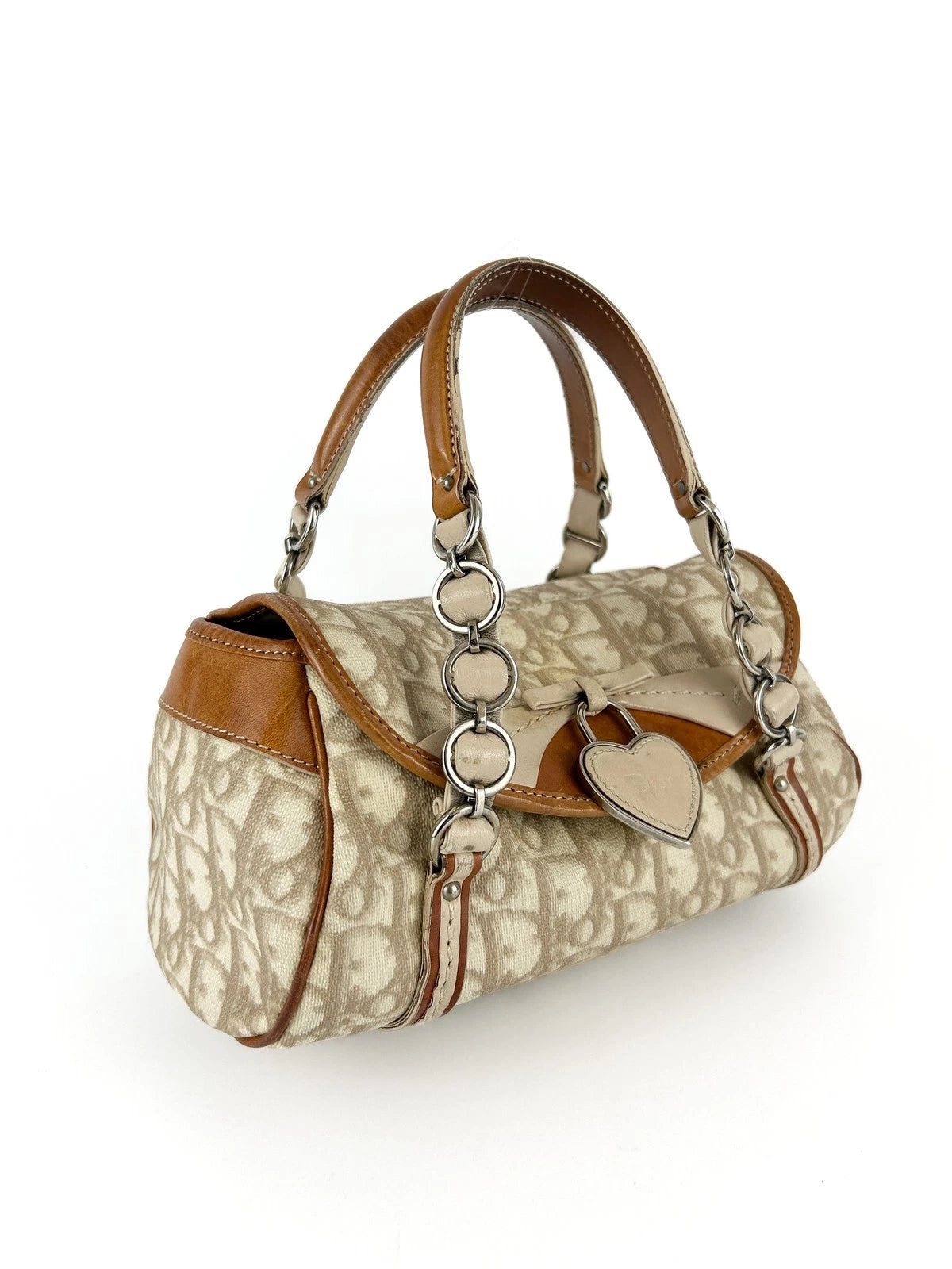 Vintage Christian Dior Trotter Heart Charm Mini Handbag Early 2000s