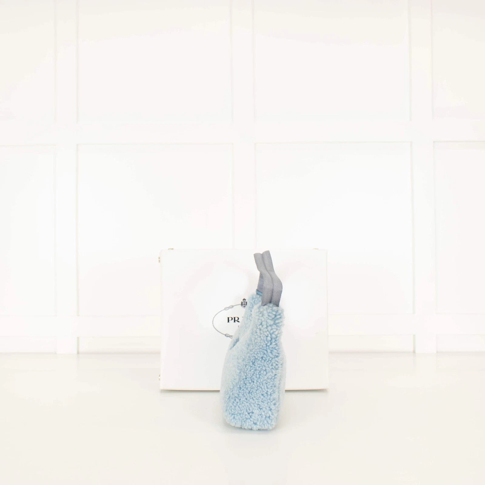 Prada Re-Edition 2000 Blue Shearling Shoulder Bag