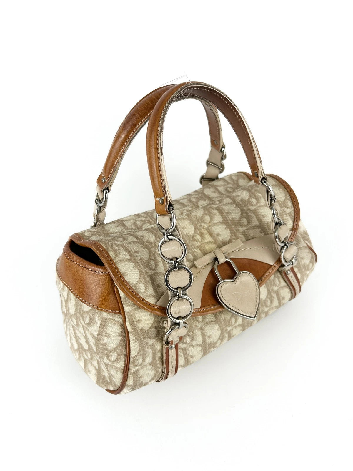 Vintage Christian Dior Trotter Heart Charm Mini Handbag Early 2000s