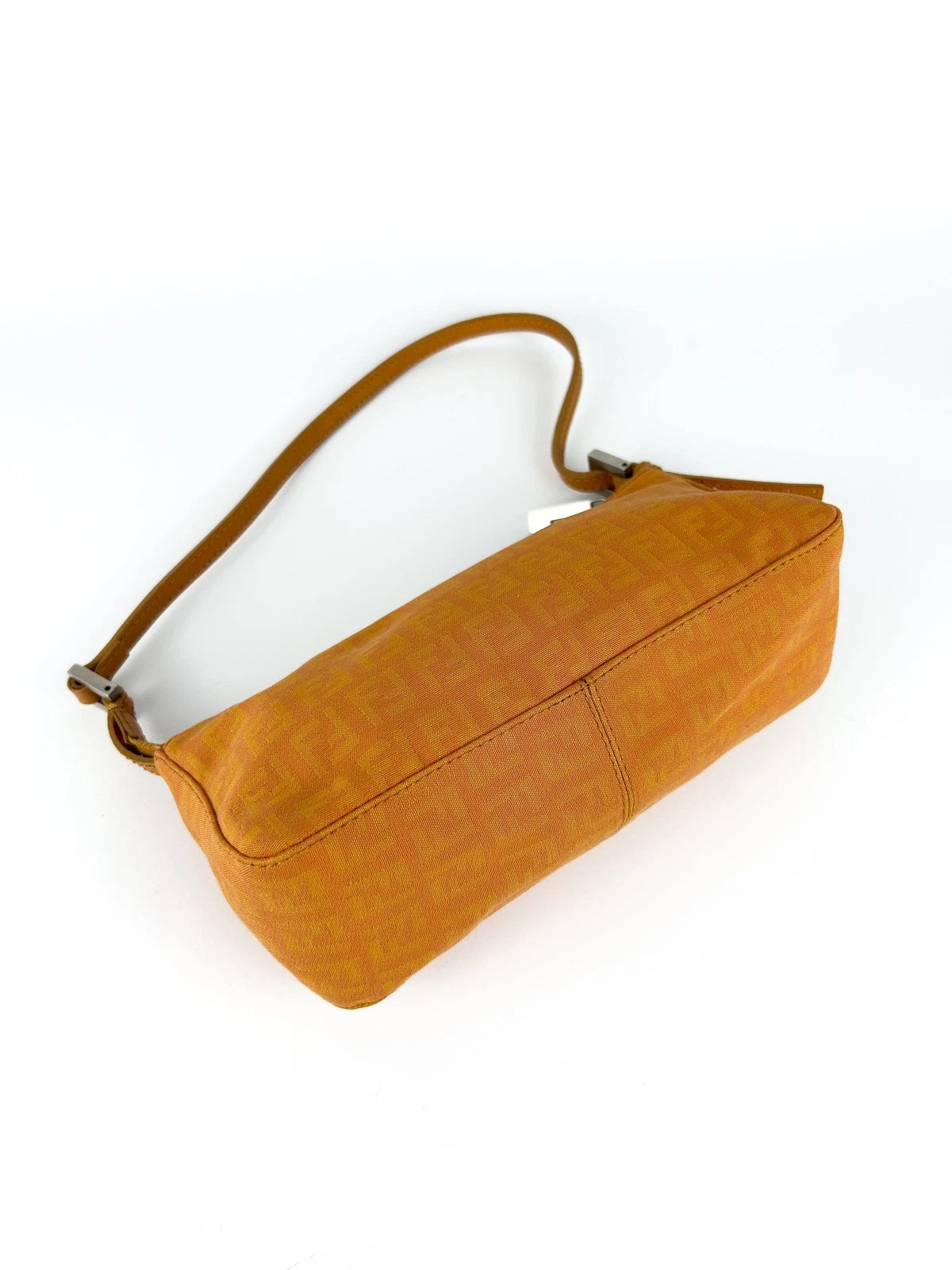 Vintage Fendi Orange Zucca Canvas Shoulder Bag Early 2000s