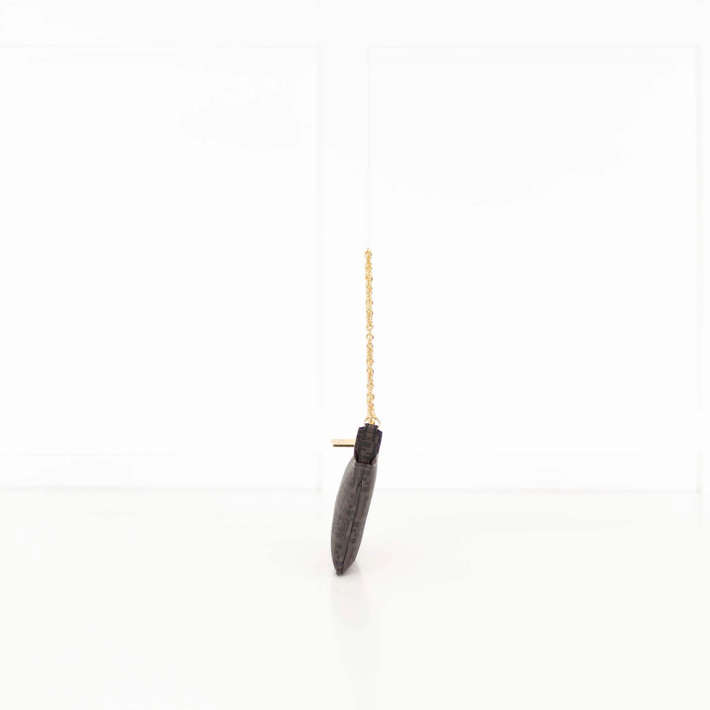 Fendi Zucchino Spalmati Chain Mini Flat Pochette Early 2000s