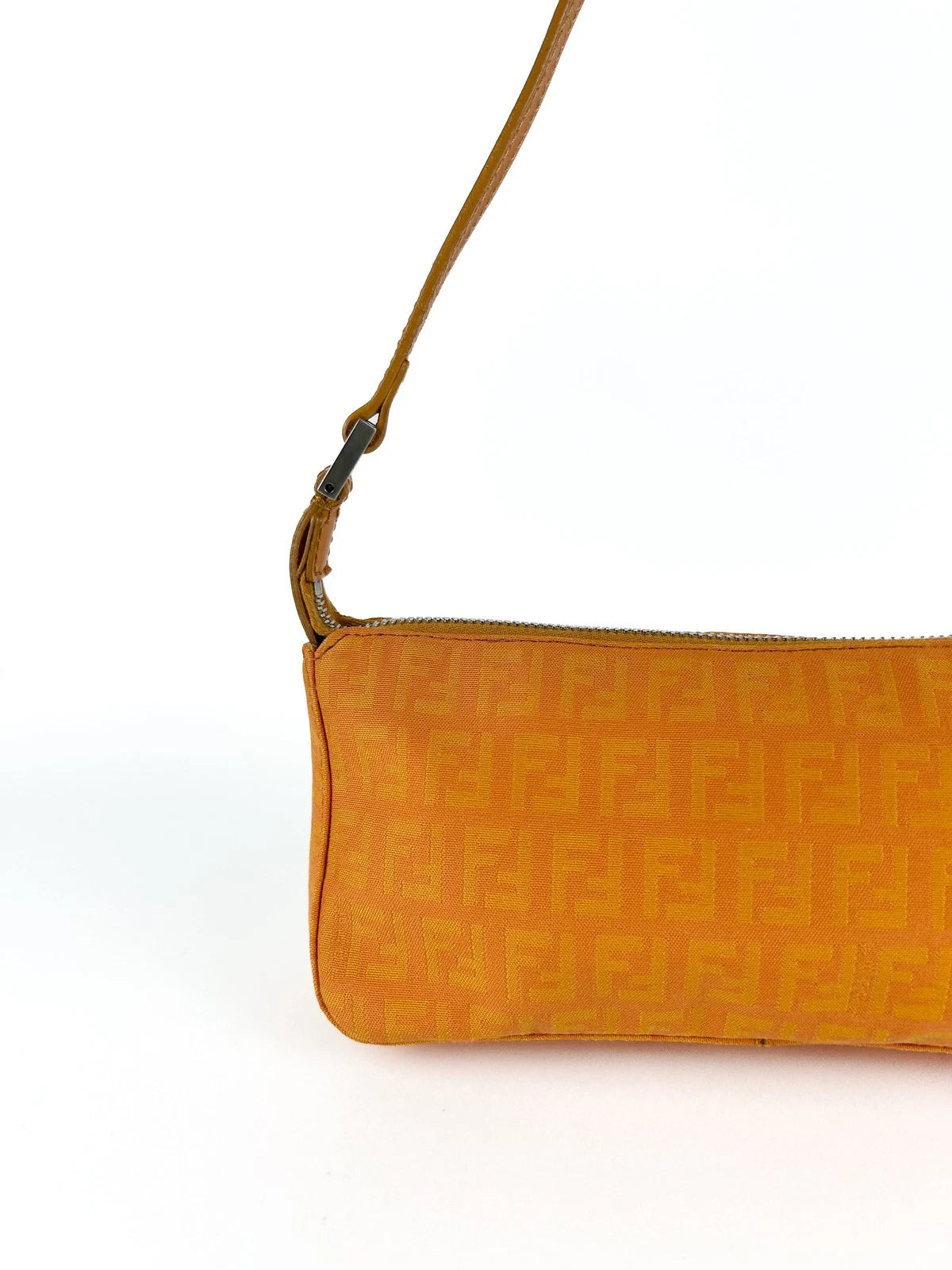 Vintage Fendi Orange Zucca Canvas Shoulder Bag Early 2000s