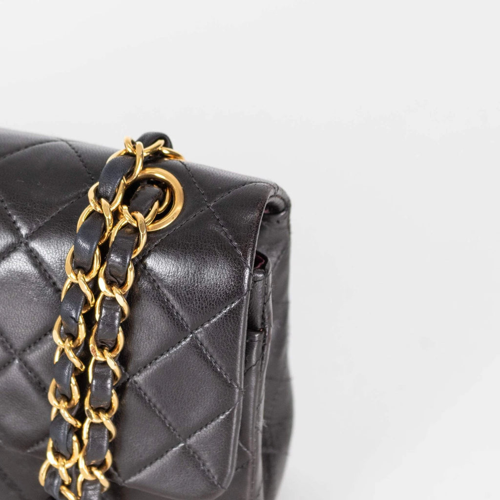 Chanel Small Black Lambskin Vintage Classic Flap Bag 1996-1997