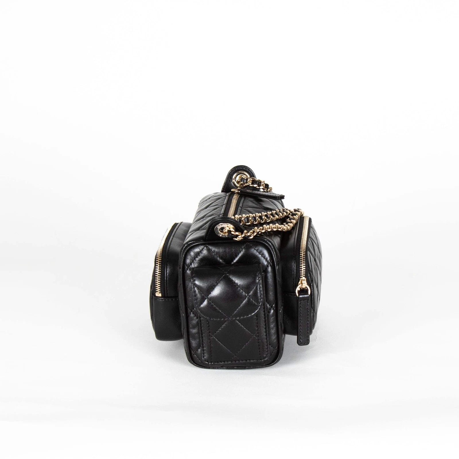 Chanel Black Quilted Small Multi Pocket Camera Bag 2024