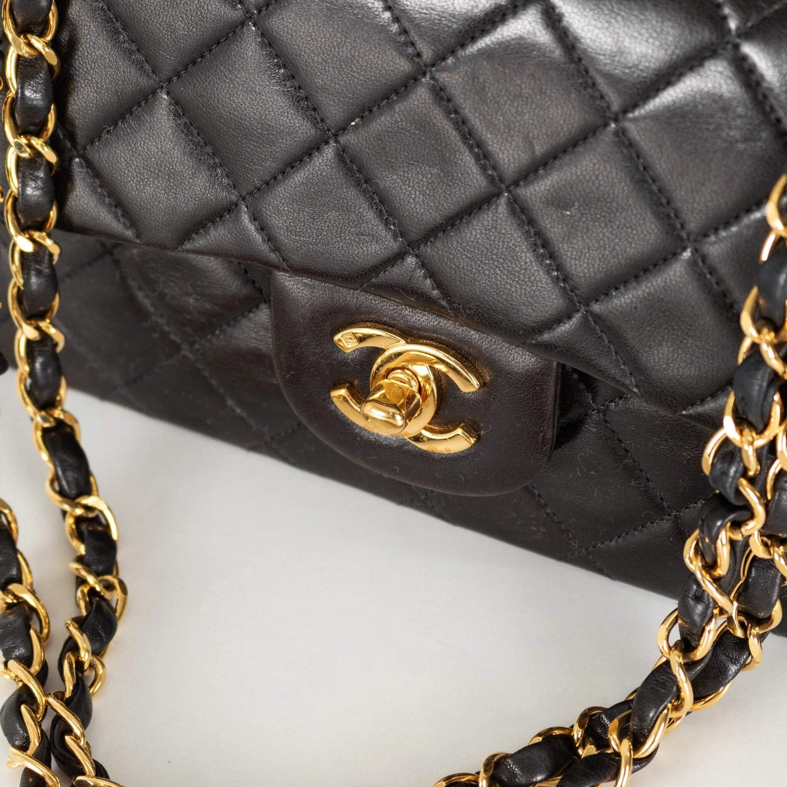 Chanel Small Black Lambskin Vintage Classic Flap Bag 1996-1997