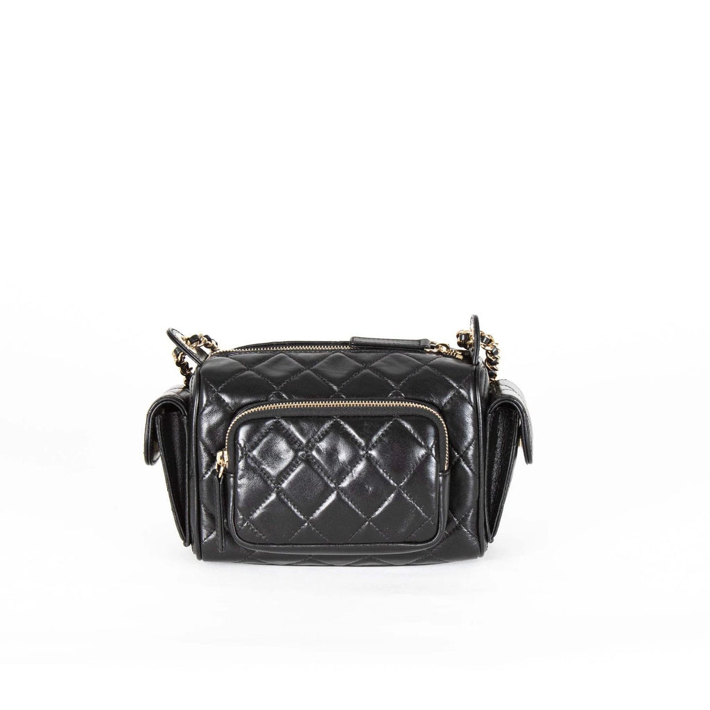 Chanel Black Quilted Small Multi Pocket Camera Bag 2024
