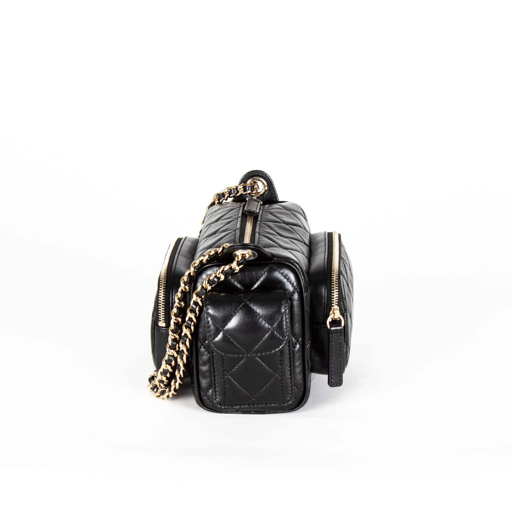 Chanel Black Quilted Small Multi Pocket Camera Bag 2024