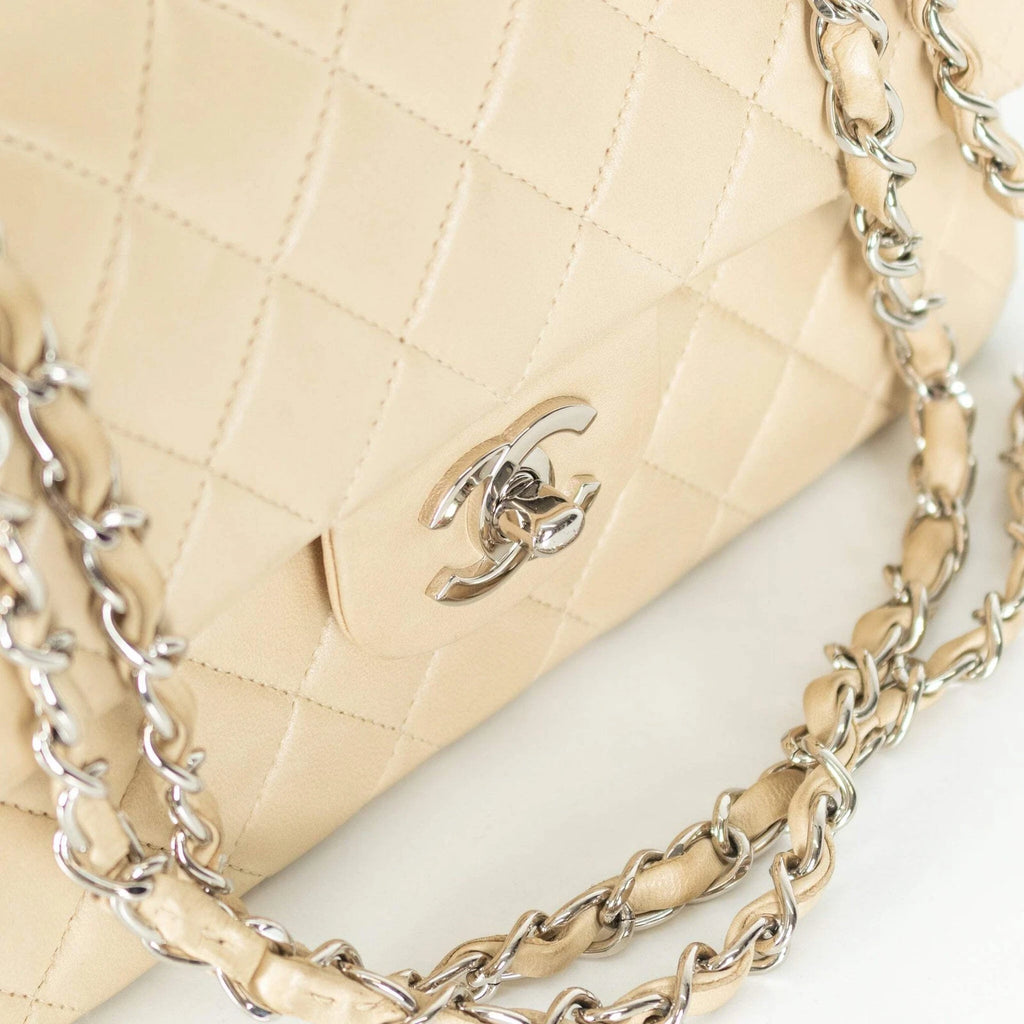 Chanel Small Beige Lambskin Vintage Classic Flap Bag 1997-1999