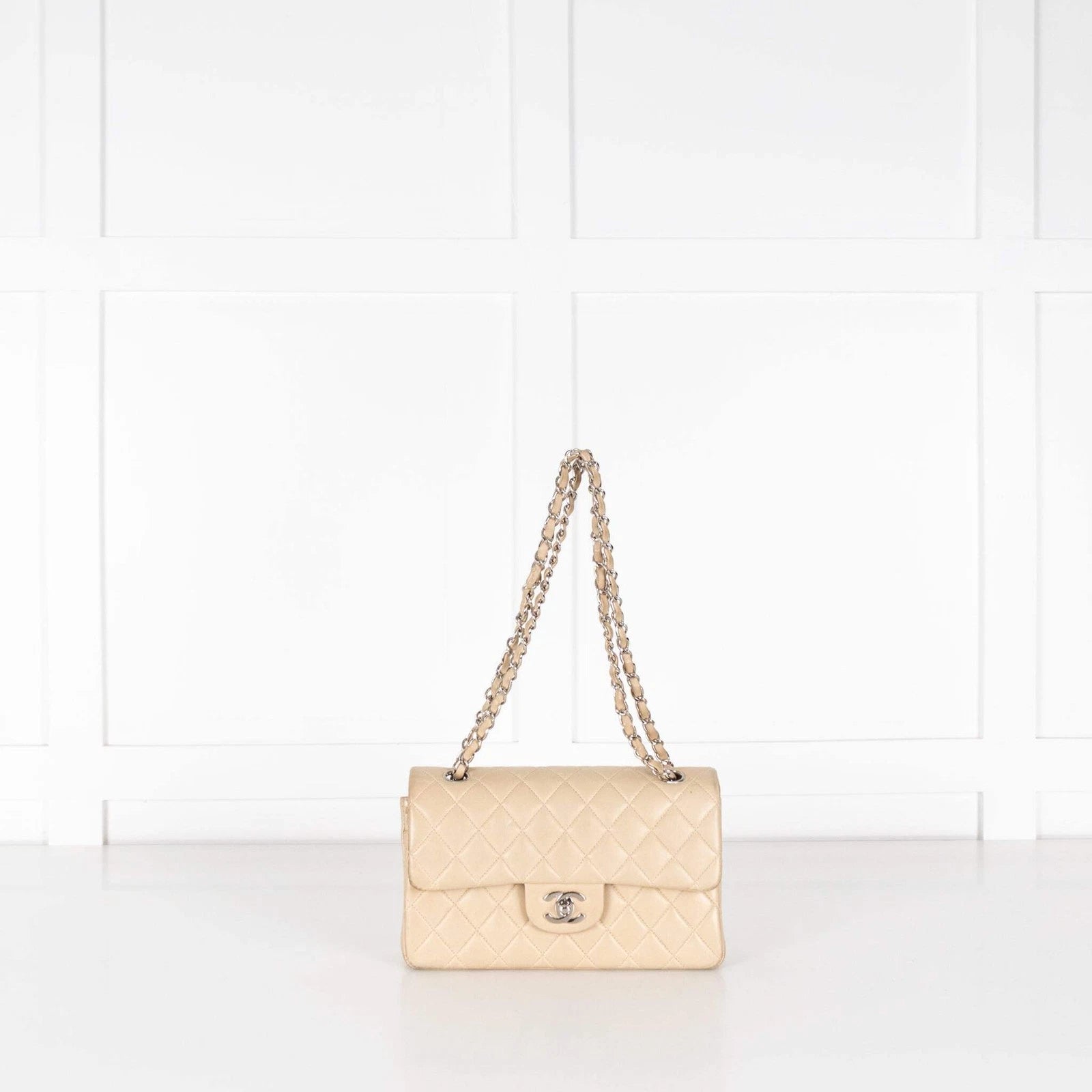 Chanel Small Beige Lambskin Vintage Classic Flap Bag 1997-1999